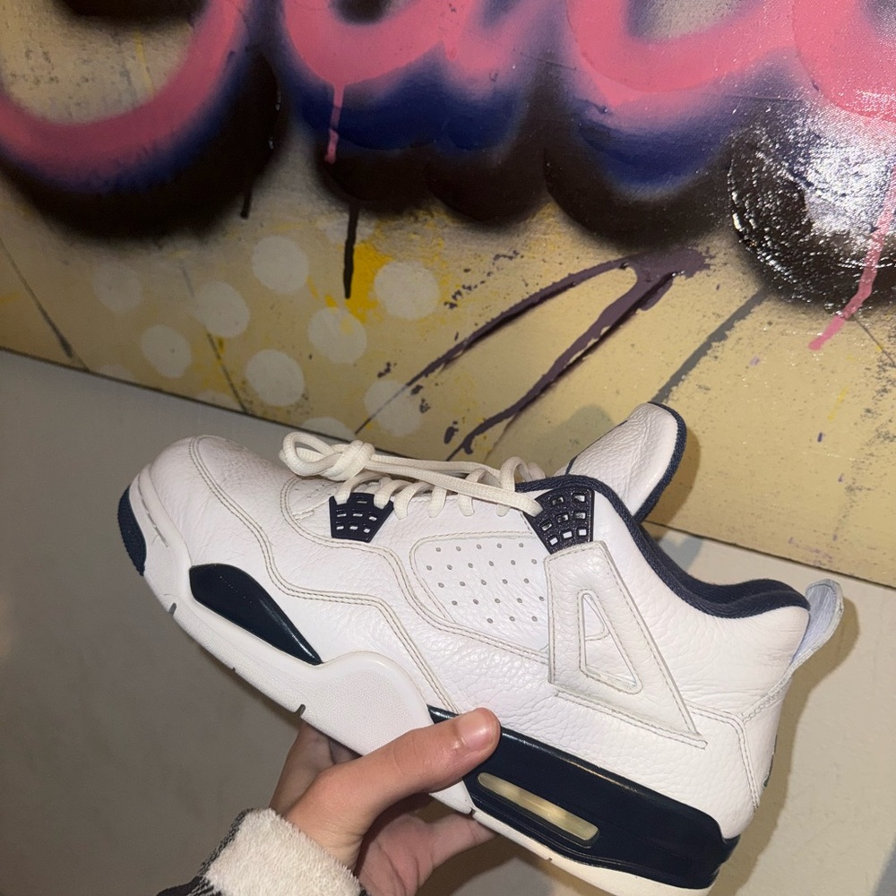 Nike Air Jordan 4 Retro White Navy Sneakers